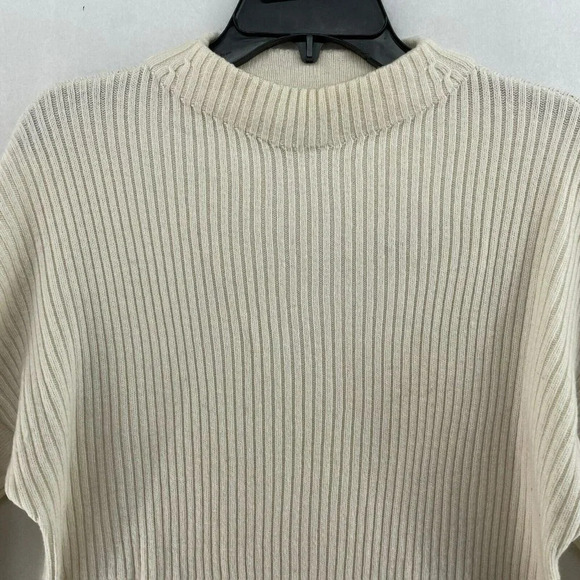 Banana Republic Sweater Women Sz M Ivory Cream Cable Knit Wool Blend Mock Neck - Picture 6 of 12